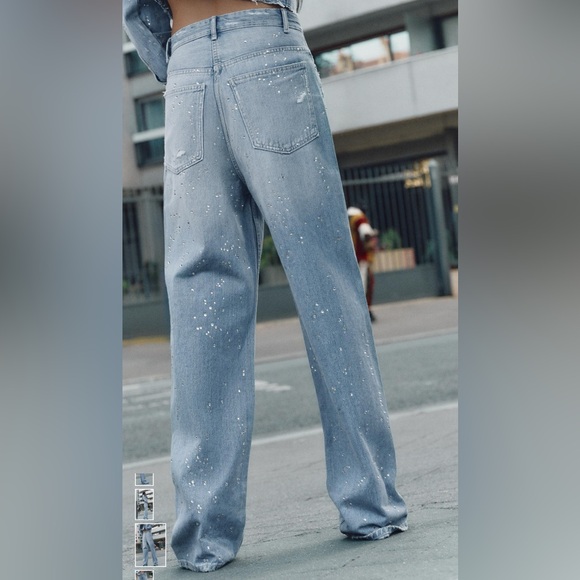 NWT Zara TRF High-Waist Straight Leg Rhinestone Jeans, 29(8) - Picture 5 of 6